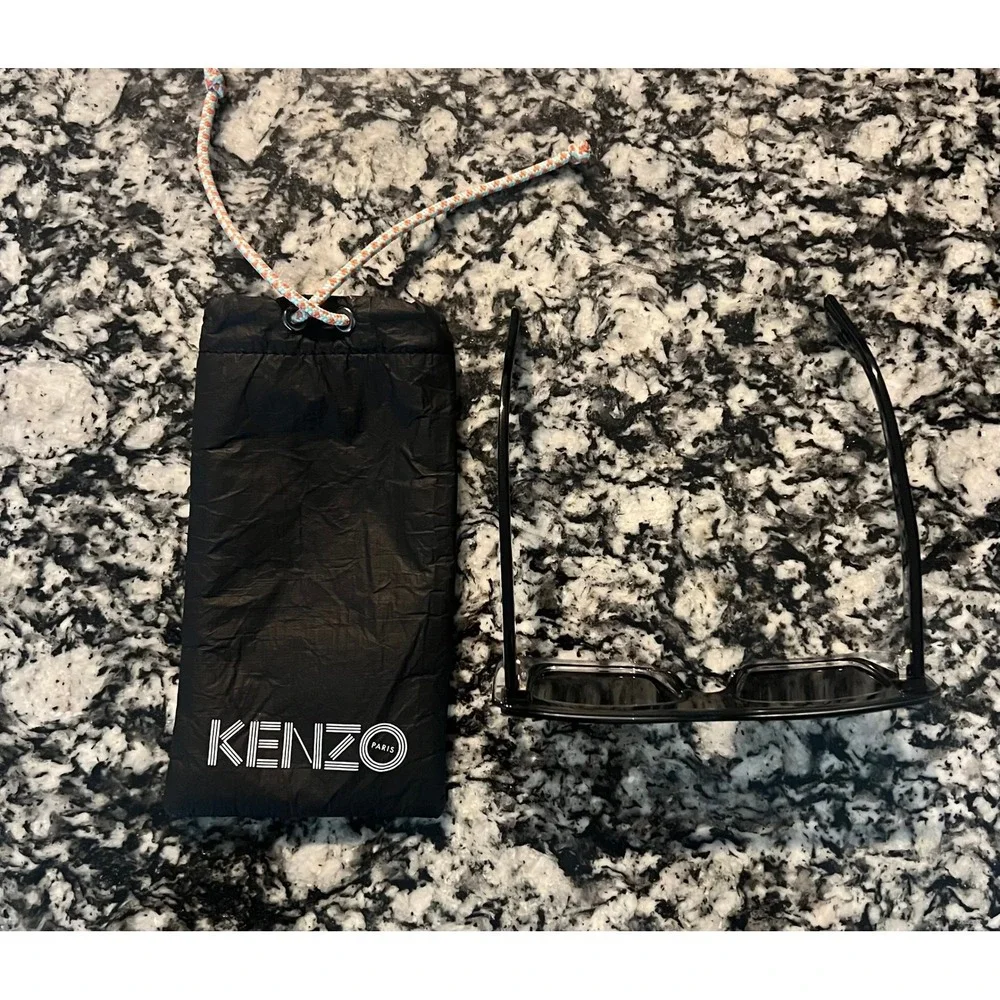 Kenzo Paris Rectangular Sunglasses Black Clear Silver Mirror KZ40024I 01C 53mm
